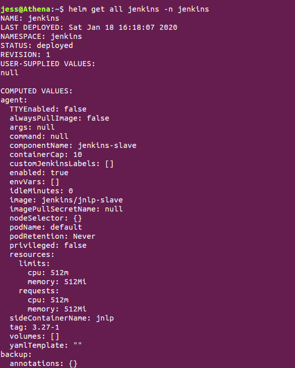 output from helm get all command output from helm get all command