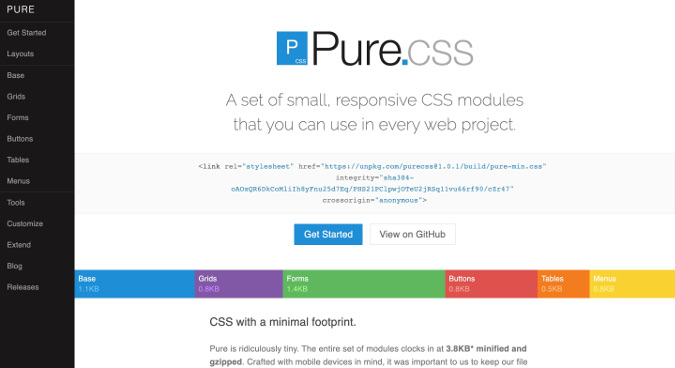 Pure.css homepage Pure.css homepage